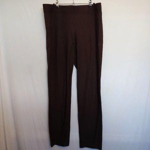 Eileen Fisher Chocolate Brown Straight Leg Pullup Pants Large